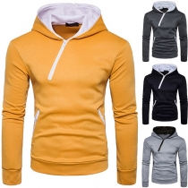 Fashion Solid Color Long Sleeve Slim Fit Zipper Hoodie for Men