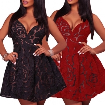 Sexy Backless V-neck High Waist Sling Dress