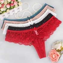 Sexy Solid Color Low-waist Lace Panty