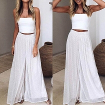 Fashion Dots Printed Elastic Waist Wide-leg Pants 