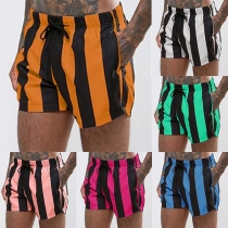 Fashion Elastic Waist Striped Shorts for Men