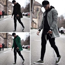 Fashion Solid Color Long Sleeve Zipper Casual Man's Coat 