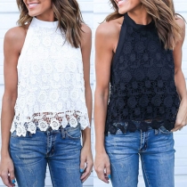 Sexy Backless Lace-up Halter Lace Top 