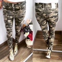Fashion High Waist Camouflage Printed Pencil Pants 