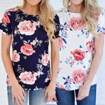 Fashion Short Sleeve Round Neck Printed T-shirt 