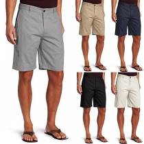 Fashion Solid Color Middle-waist Men's Knee-length Shorts