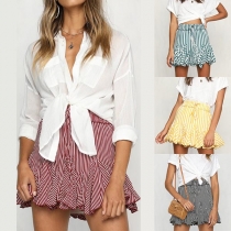 Sweet Elastic Waist Ruffle Hemline Short Dress