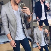 Fashion Solid Color Single-breasted Men's Suit Coat 
