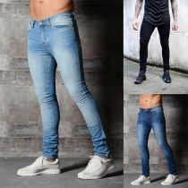 Fashion Middle Waist Slim Fit Men's Skinny Jeans 