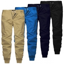 Fashion Solid Color Middle Waist Men's Casual Pants 