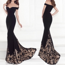 Sexy Off-shoulder High Waist Floor-length Party Dress