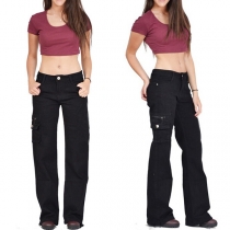 Fashion Solid Color Low-waist Relaxed-fit Casual Pants 