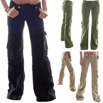 Fashion Solid Color Low-waist Relaxed-fit Pants