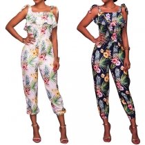 Sexy Backless High Waist Printed Sling Jumpsuit