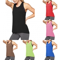 Fashion Solid Color Round Neck Casual Tank Top 