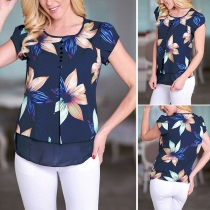 Fashion Short Sleeve Round Neck Printed Top 