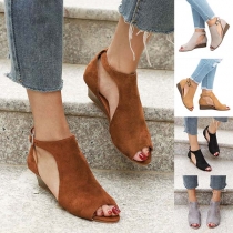 Fashion Solid Color Wedge Heel Peep Toe Shoes