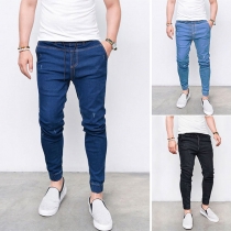 Fashion Elastic Waist Slim Fit Men's Jeans 
