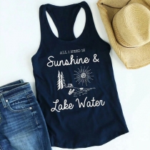 Fashion Letters Printed Casual Tank Top 