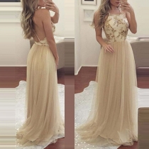 Sexy Backless High Waist Sequin Spliced Sling Party Dress
