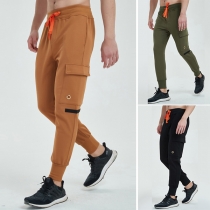 Fashion Solid Color Elastic Waist Men's Sports Pants 