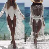 Sexy Long Sleeve See-through Lace Cardigan 