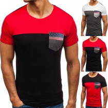Fashion Contrast Color Short Sleeve Round Neck Men's T-shirt 