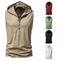 Fashion Contrast Color Sleeveless Hooded Men's T-shirt