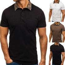 Fashion Short Sleeve Camouflage Printed POLO Collar Men's T-shirt