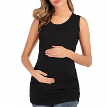 Fashion Solid Color Round Neck Tank Dress for Pregnant Woman