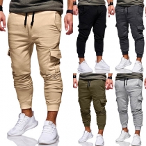 Fashion Solid Color Side-pockets Men's Sports Pants 