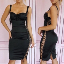Sexy Backless Side Lace-up Slim Fit Sling Dress