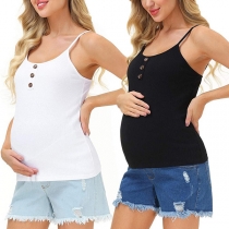 Fashion Solid Color Sleeveless Round Neck Maternity Tank Top