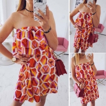 Sexy Strapless Printed Loose Dress