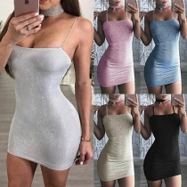 Sexy Backless Solid Color Sling Tight Dress