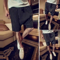 Fashion Drawstring Waist Striped Knee-length Harlan Shorts 