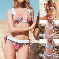 Sexy Low-waist Printed Bikini Set 