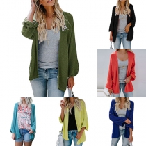 Fashion Solid Color Long Sleeve Knit Cardigan