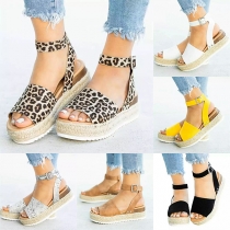 Fashion Peep Toe Flat Heel High Wedge Sandals