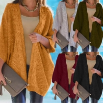 Fashion Solid Color 3/4 Sleeve Knitted Cardigan Coat