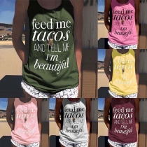 Casual Style Letters Printed Tank Top 