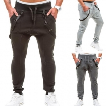Fashion Solid Color Men's Sports Pants Overalls 
