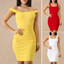Sexy Backless Square Collar Slim Fit Sling Tight Dress