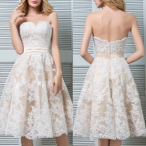 Sexy Strapless High Waist Lace Party Dress