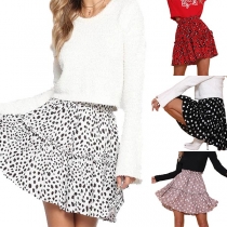 Fashion High Waist Dots Printed Skirt