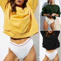 Fashion Solid Color Long Sleeve Round Neck Loose Sweatshirt 