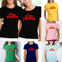 Fashion Round Neck Creative Letters Printed Short Sleeve T-shirt