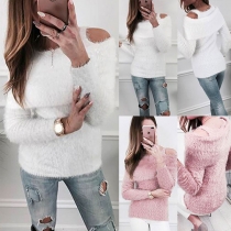 Sexy Off-shoulder Long Sleeve Solid Color Sweater