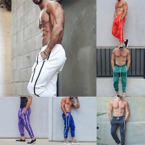 Fashion Striped Spliced Elastic Waist Men's Sports Pants