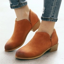 Fashion Square Heel Round Toe Ankle Boots